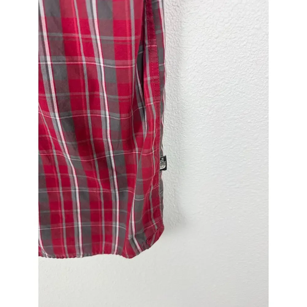 The North Face Plaid Shirt Red Gray Gorpcore Hiking Outdoor Core